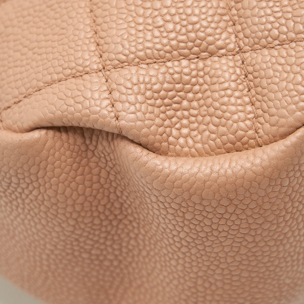 Chanel Round Flap Bag Caviar Dark Beige