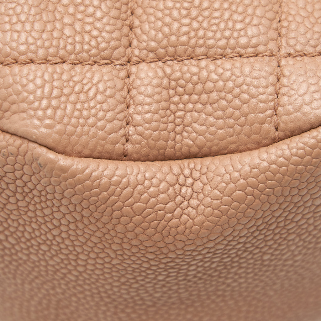 Chanel Round Flap Bag Caviar Dark Beige
