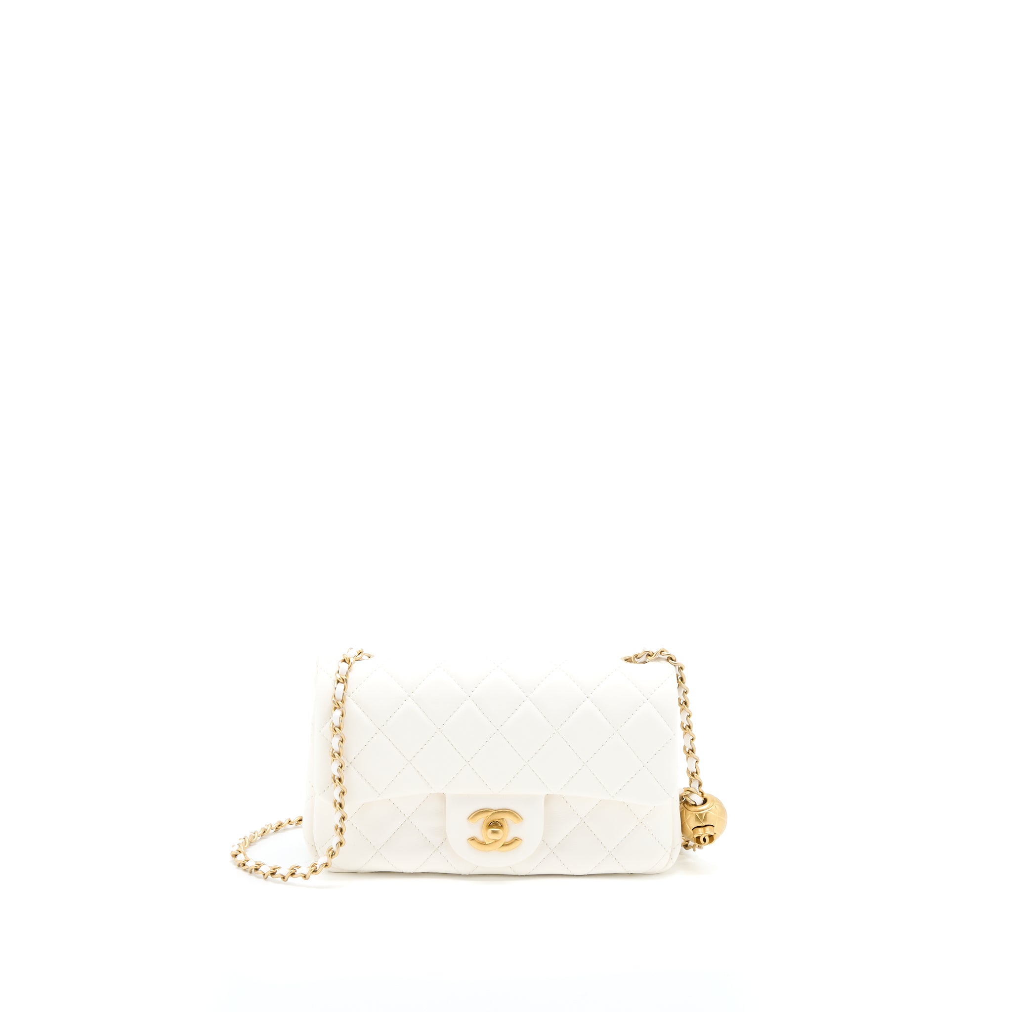Chanel Pearl Crush Mini Rectangular Lambskin White  (Microchip)