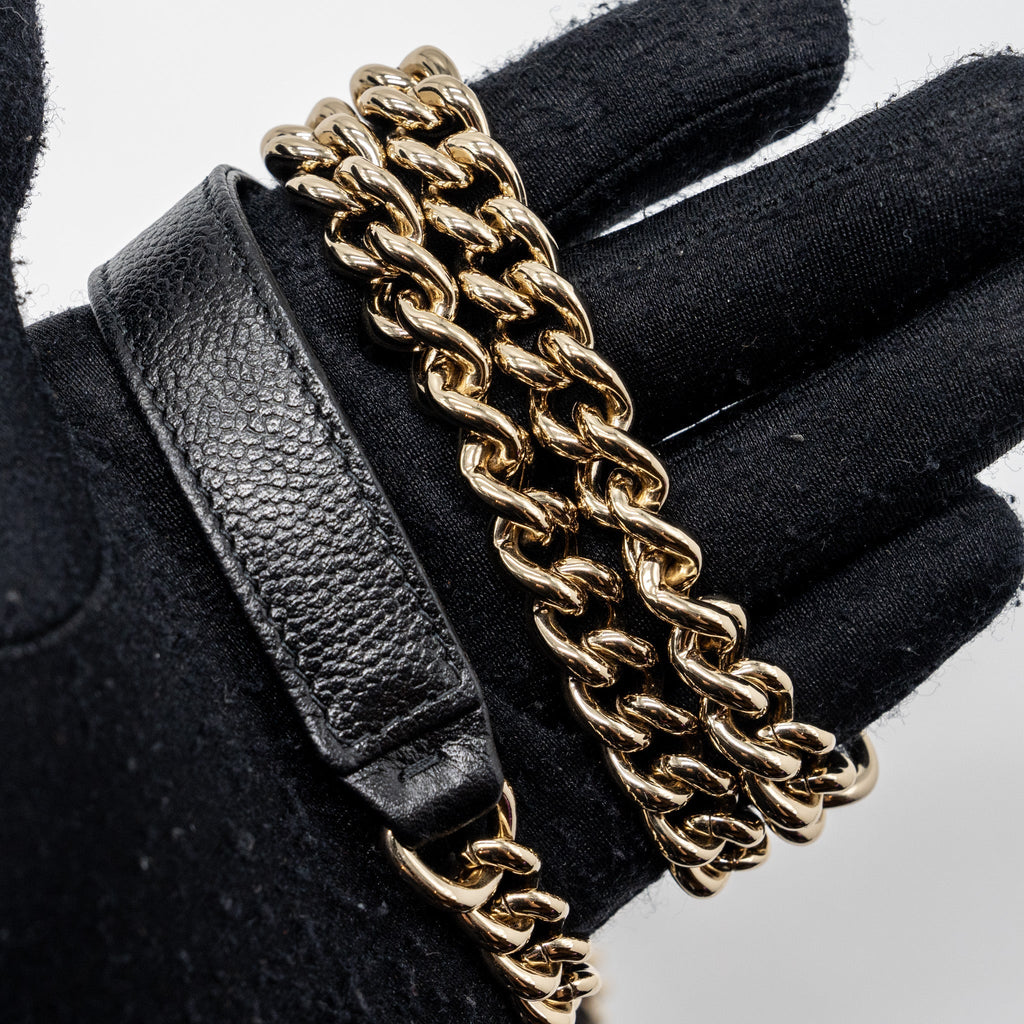 Chanel Boy Wallet On Chain Caviar Black L (microchip)