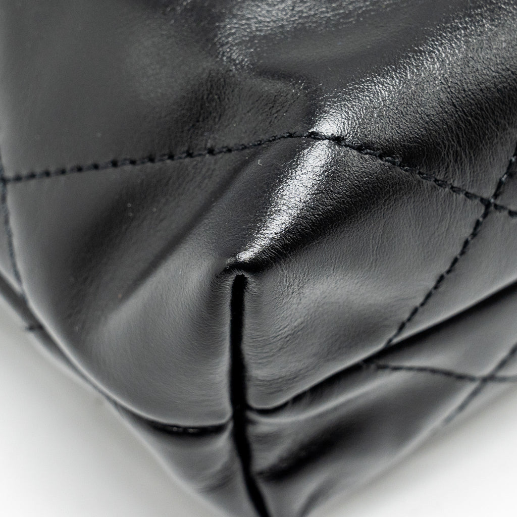 Chanel Mini 22 Bag Shiny Calfskin Black  (microchip)