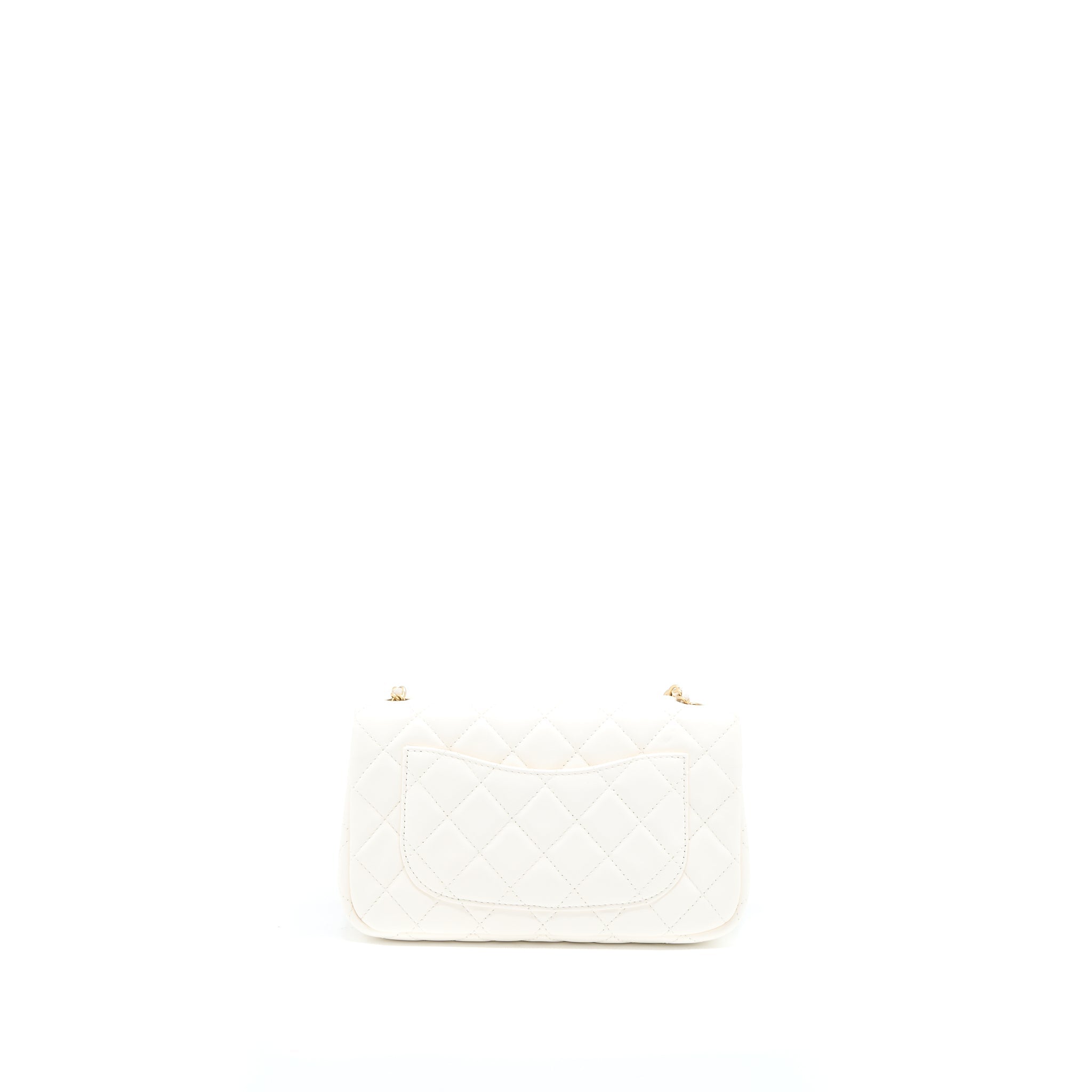Chanel Pearl Crush Mini Rectangular Lambskin White  (Microchip)