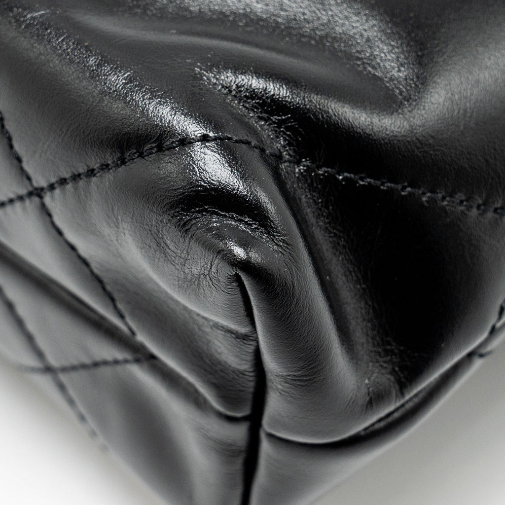 Chanel Mini 22 Bag Shiny Calfskin Black  (microchip)