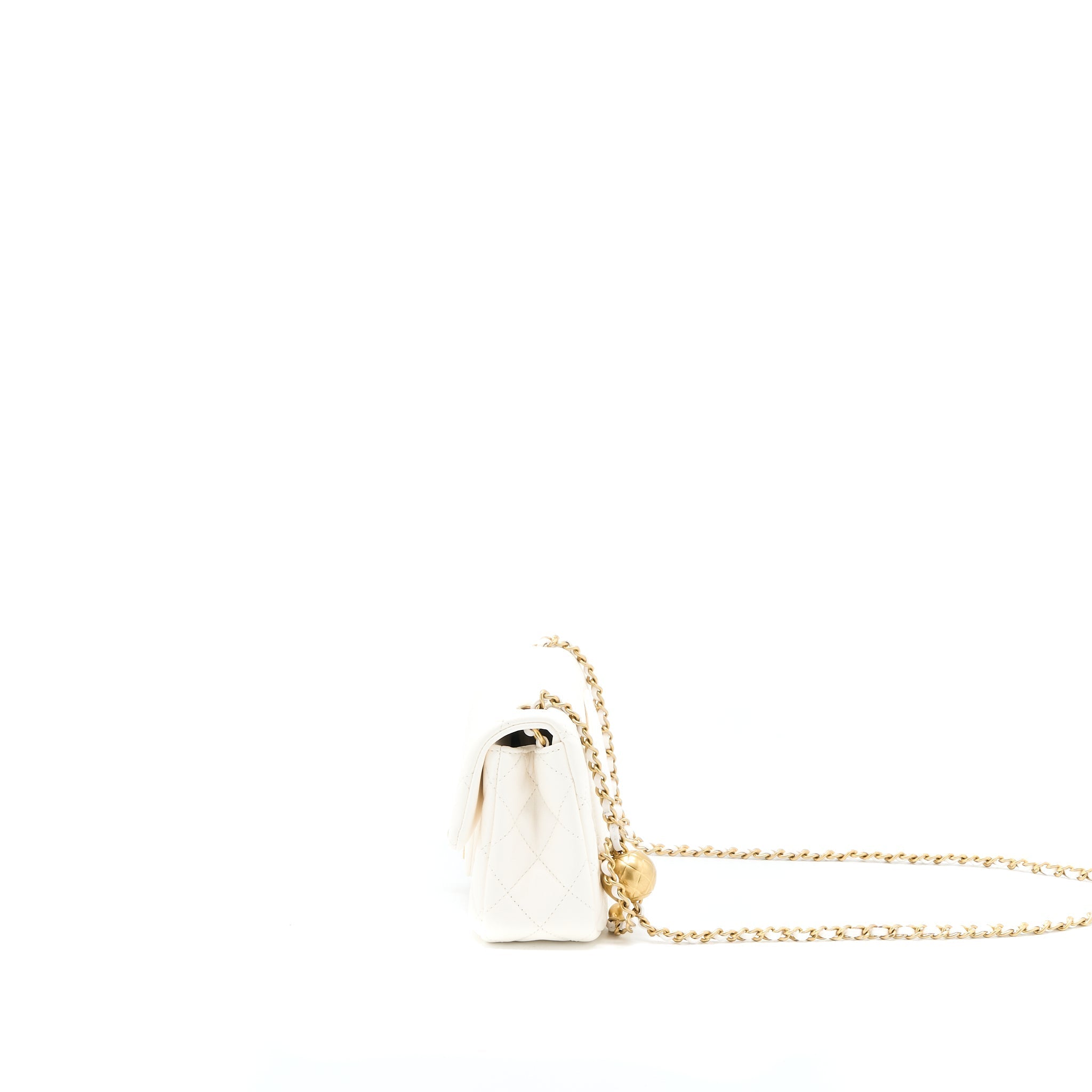 Chanel Pearl Crush Mini Rectangular Lambskin White  (Microchip)