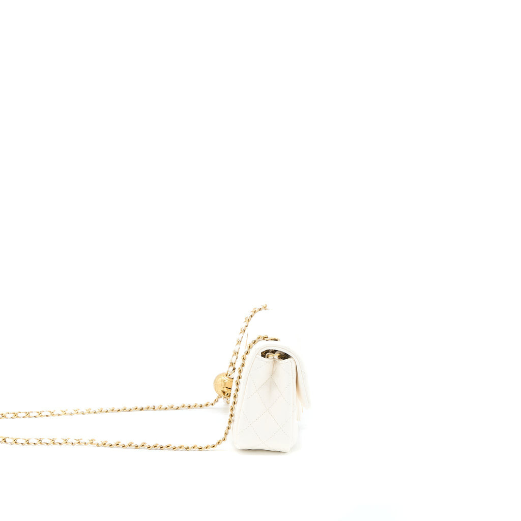 Chanel Pearl Crush Mini Rectangular Lambskin White  (Microchip)