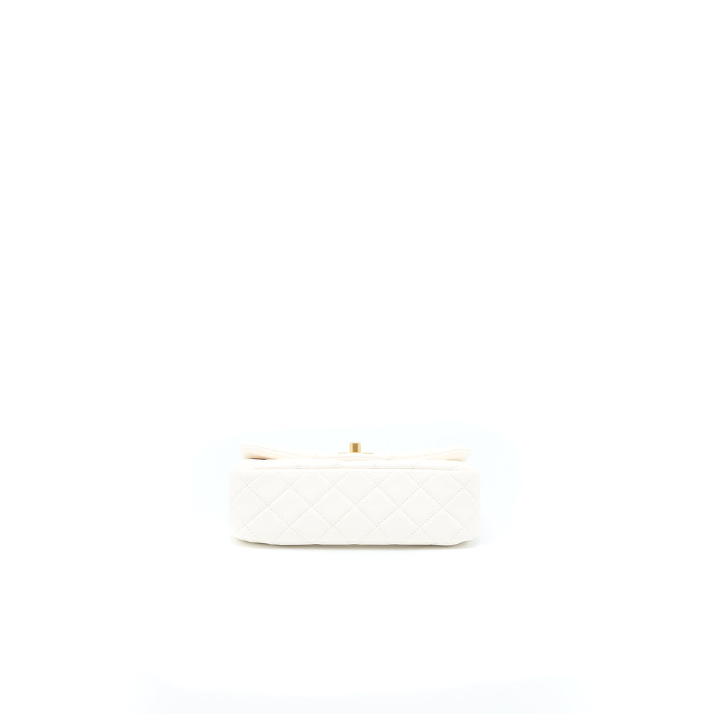 Chanel Pearl Crush Mini Rectangular Lambskin White  (Microchip)