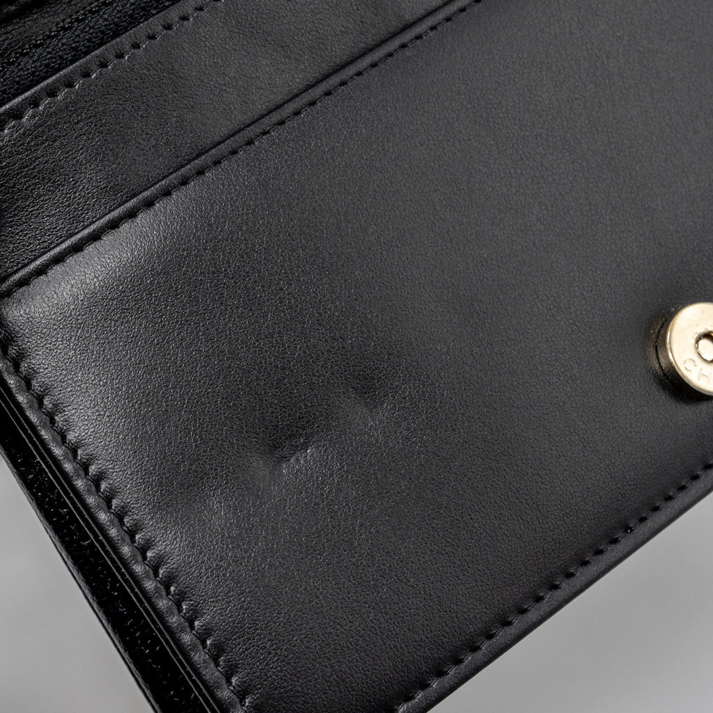 Chanel Boy Wallet On Chain Caviar Black L (microchip)