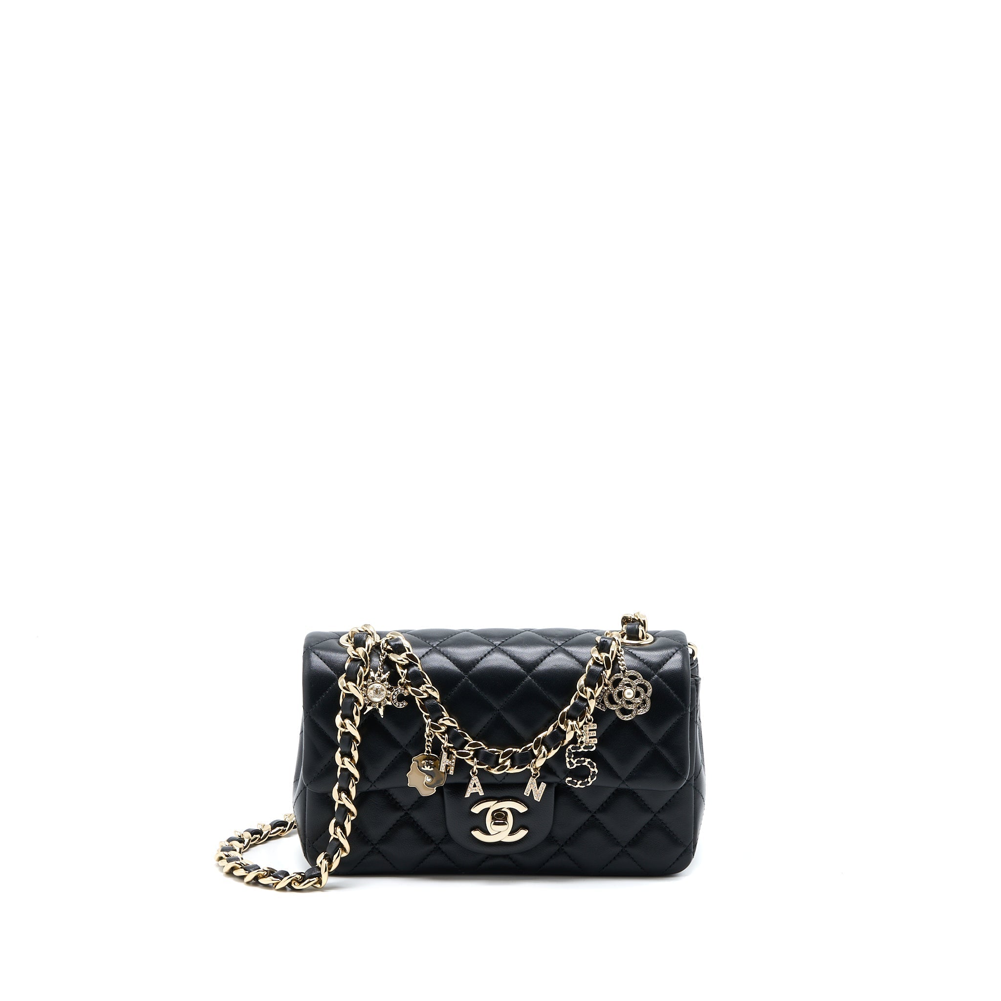 Chanel Mini Rectangular with coco bag charm Limited Edition Lambskin Black L