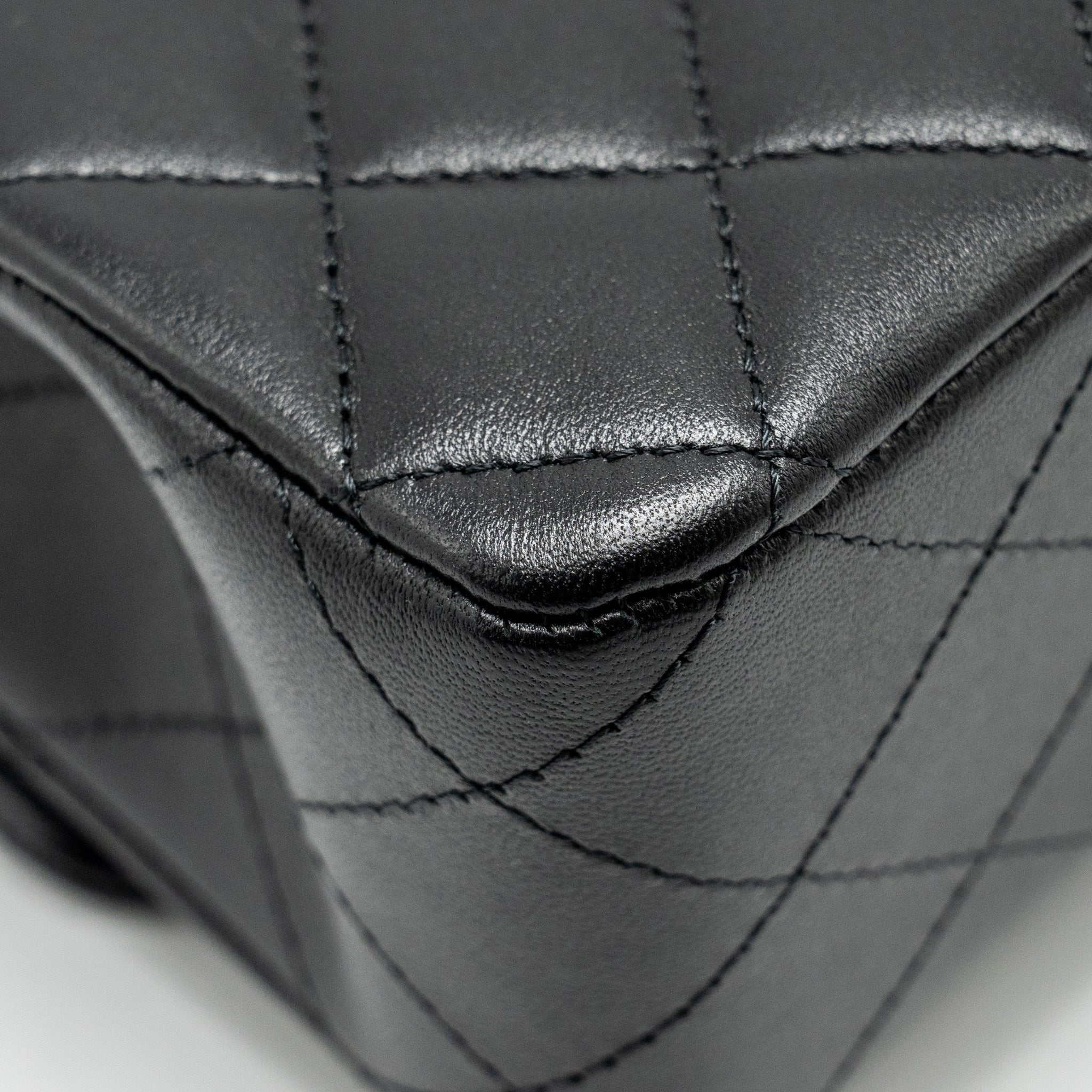Chanel Medium Classic Double Flap Bag Lambskin Black  (microchip)