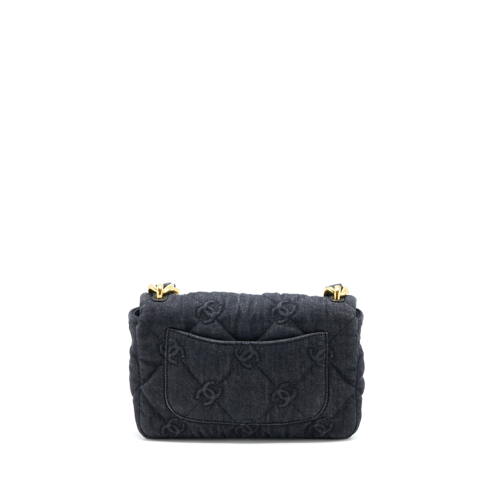Chanel Flap Shoulder Bag with Giant Chain Denim Dark Blue Brushed  (Microchip)