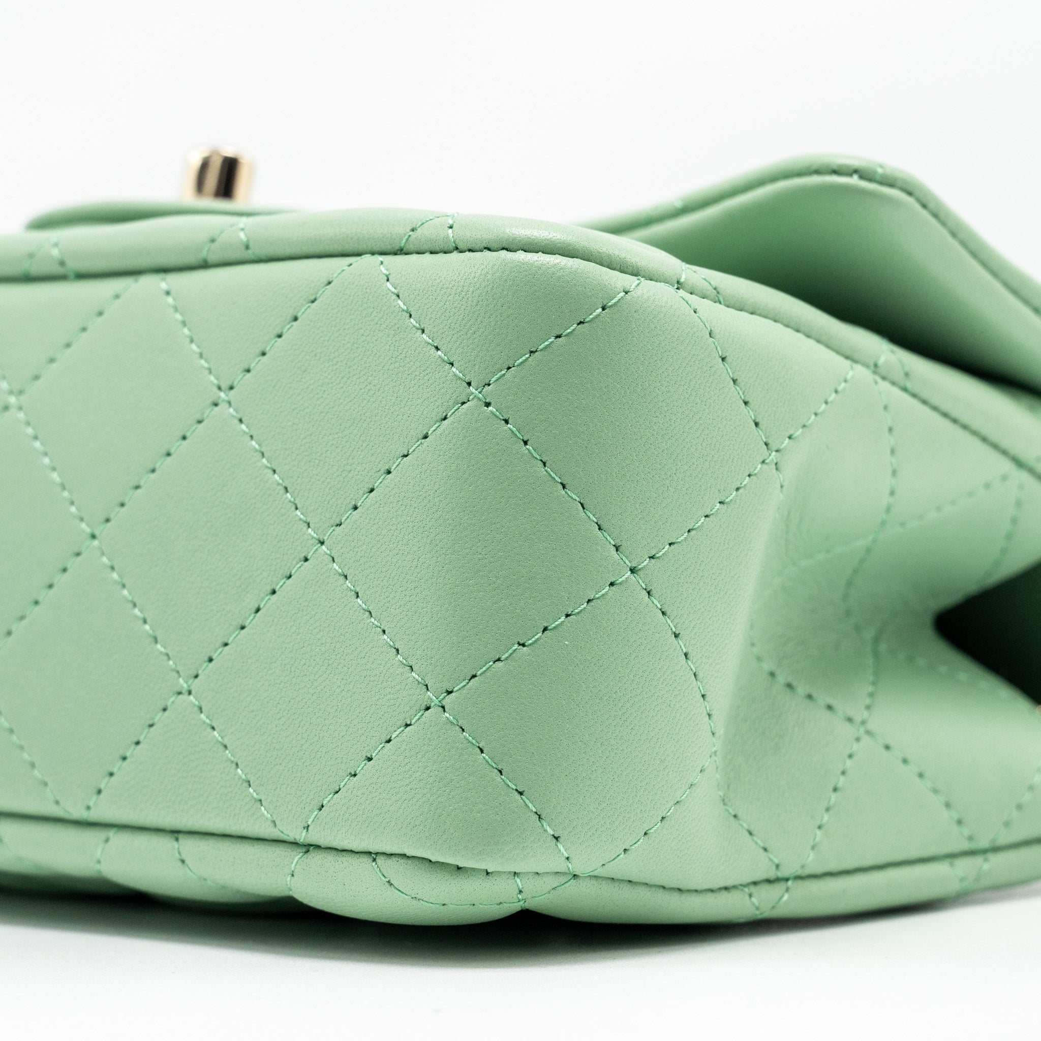 Chanel Top handle mini rectangular flap bag lambskin light green L (microchip)