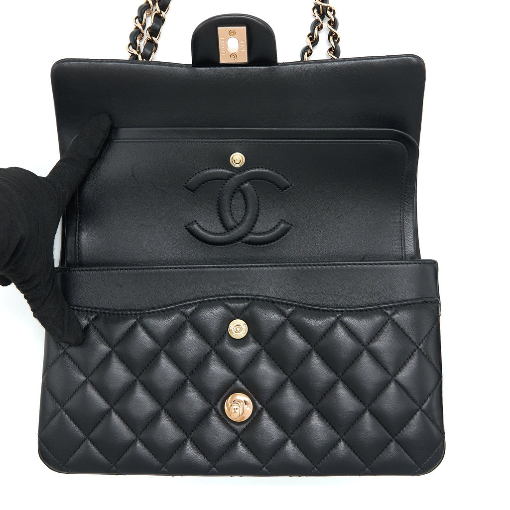 Chanel Medium Classic Flap Bag Lambskin Black R (Microchip)