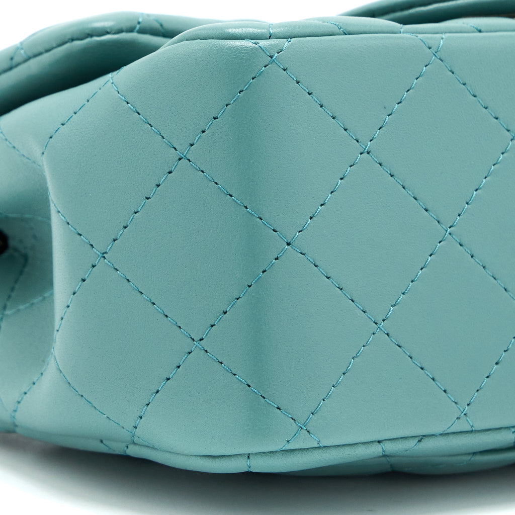 Chanel Mini Square Flap Bag Lambskin Light Green L (Microchip)
