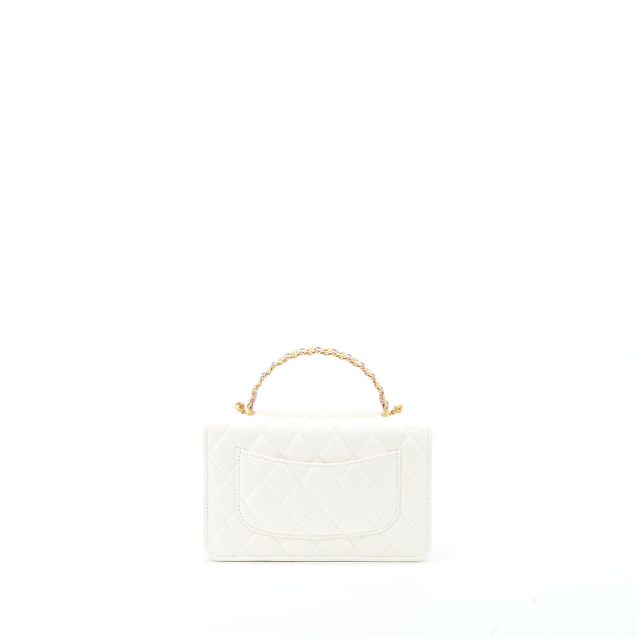 Chanel 23P Top Handle Wallet on Chain Calfskin White/Multicolour Brushed  (Microchip)