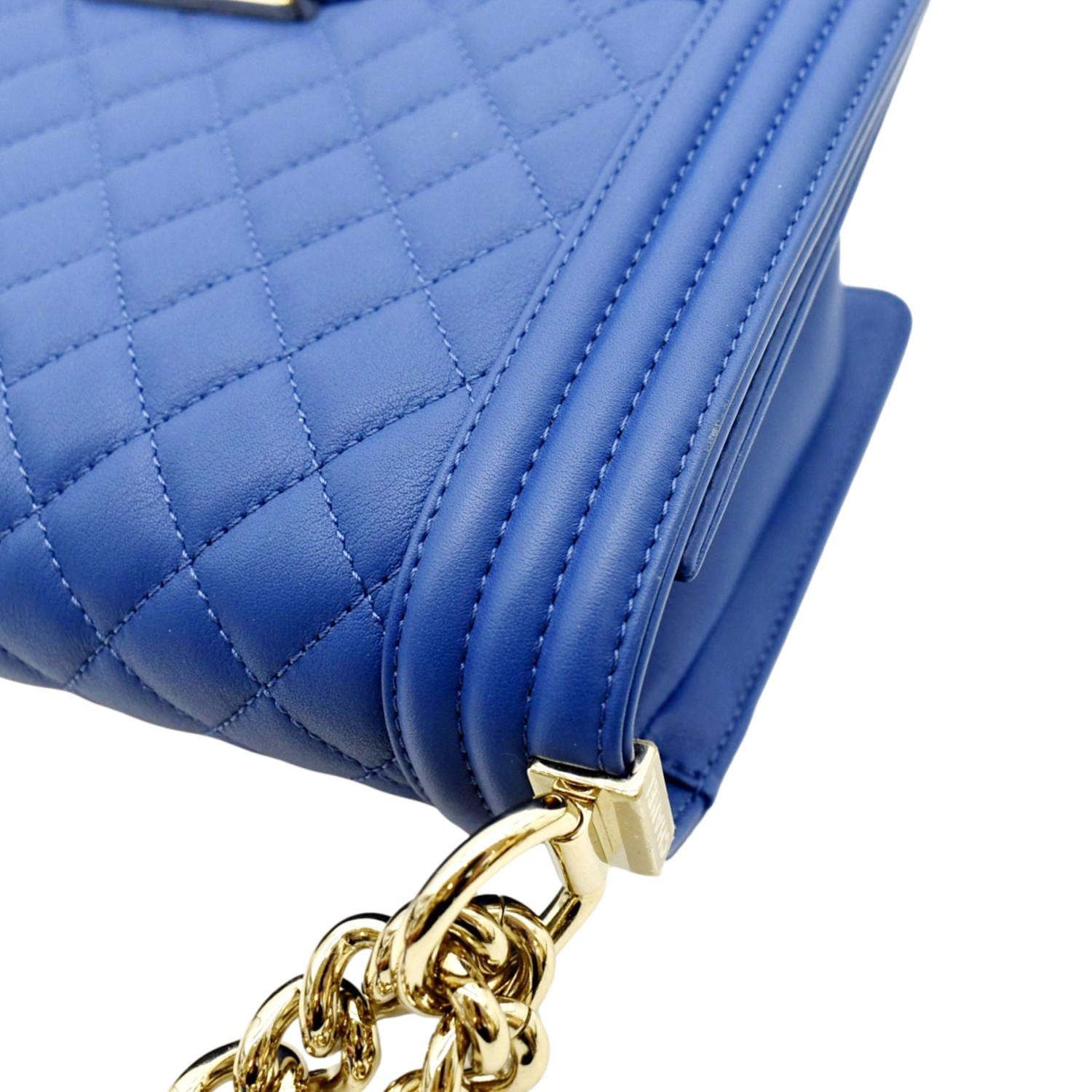 CHANEL Medium Boy Flap Quilted Leather Crossbody Bag Blue