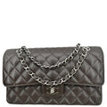 CHANEL Classic Medium Double Flap Caviar Leather Shoulder Bag Chocolate