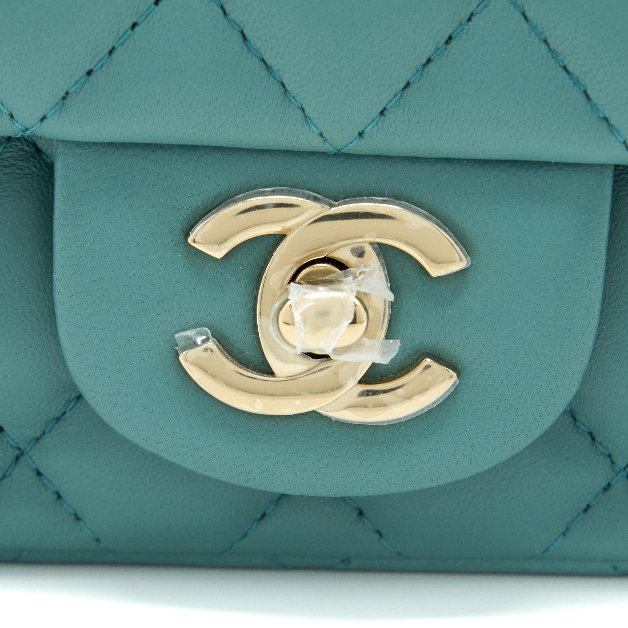 Chanel Mini Square Flap Bag Lambskin Light Green L (Microchip)
