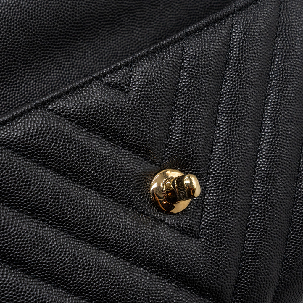 Chanel Small Coco Handle Chevron Caviar Black L