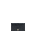Chanel Camellia Long Flap Wallet Lambskin Black/ Gold