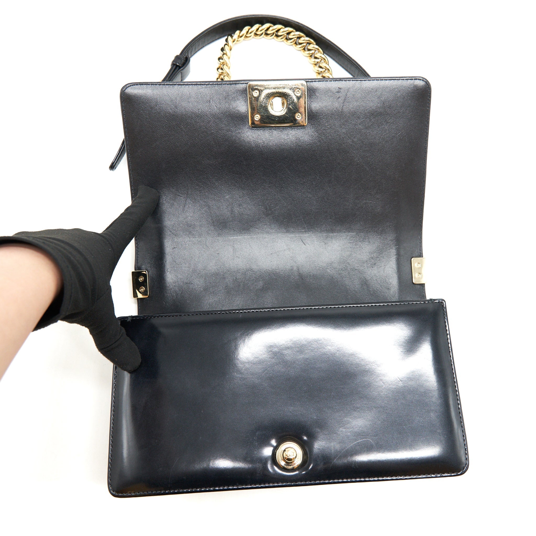 Chanel Medium Le Boy Patent Leather Black L