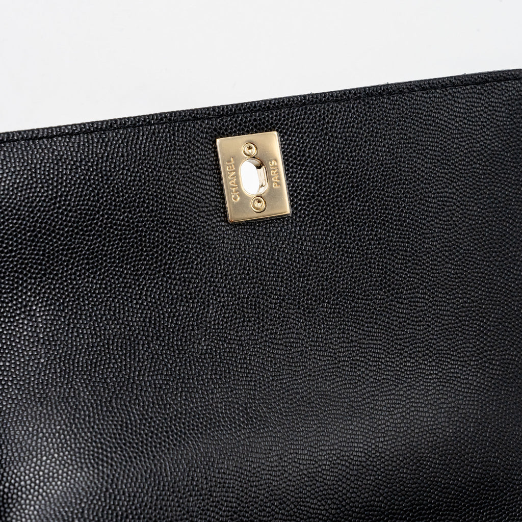 Chanel Small Coco Handle Chevron Caviar Black L