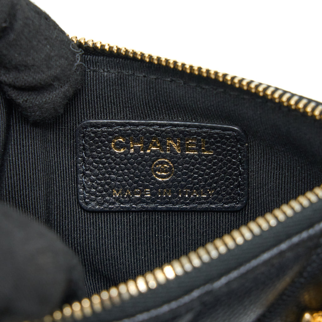 Chanel Chevron Zip O-Case Grained Lambskin Black