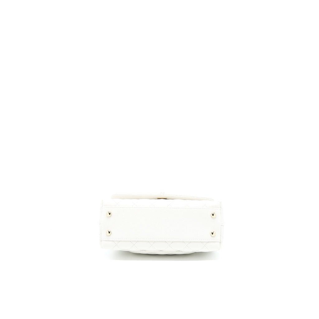 Chanel Small Coco Handle Caviar White L (Microchip)