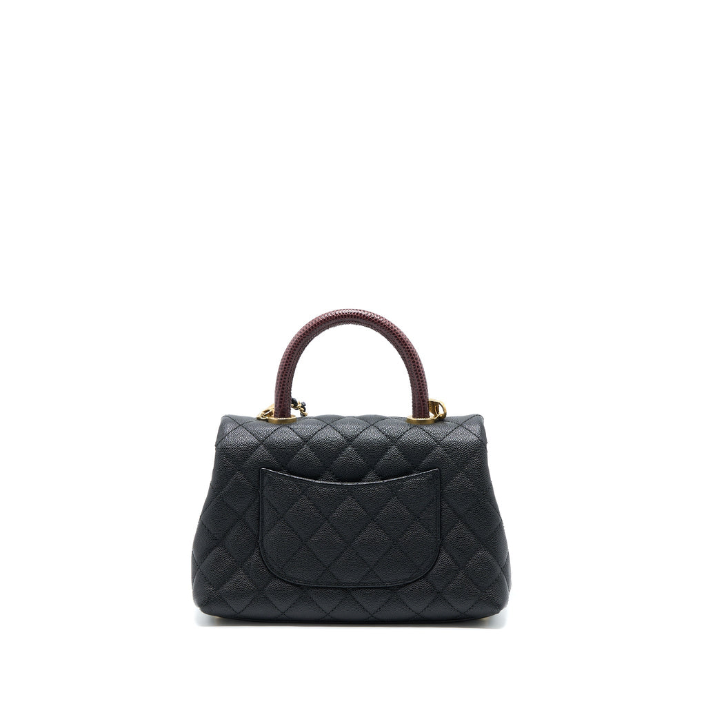 Chanel Small Coco Handle Caviar With Lizard Handle Black
