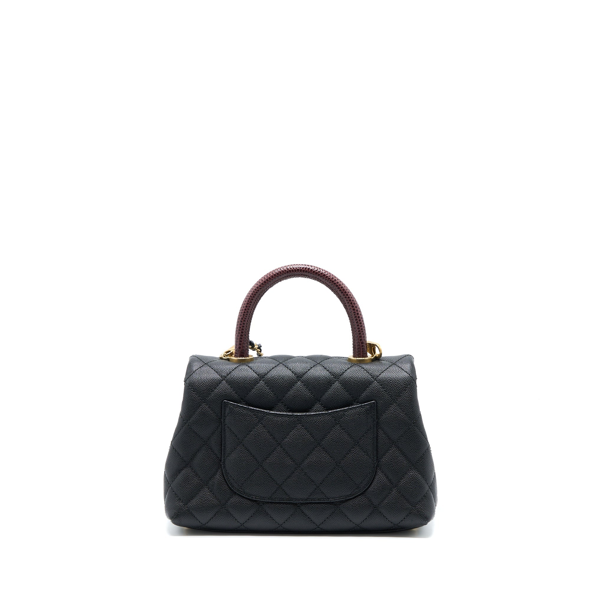Chanel Small Coco Handle Caviar With Lizard Handle Black