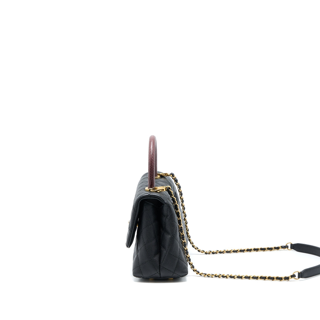 Chanel Small Coco Handle Caviar With Lizard Handle Black