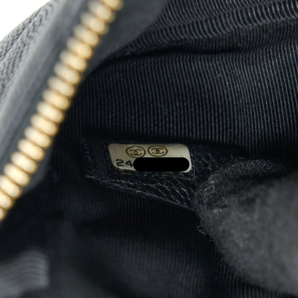 Chanel Chevron Zip O-Case Grained Lambskin Black