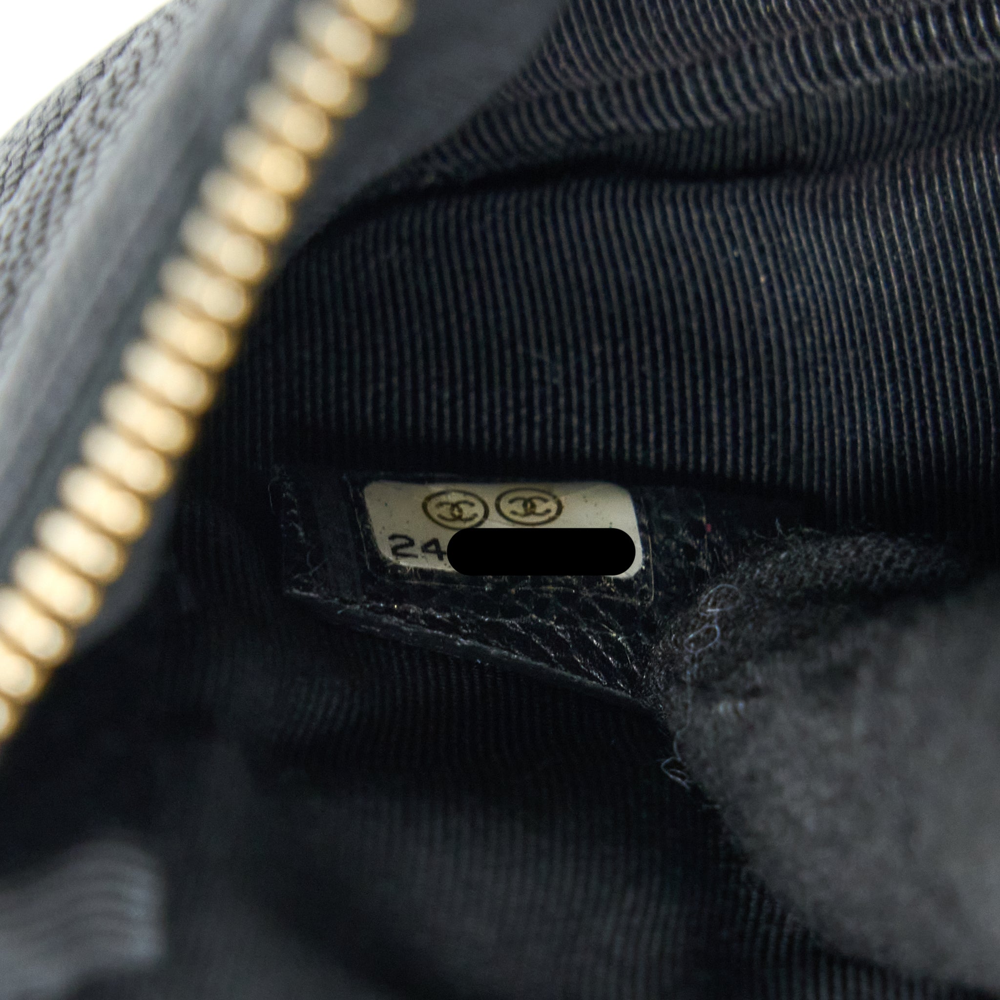 Chanel Chevron Zip O-Case Grained Lambskin Black