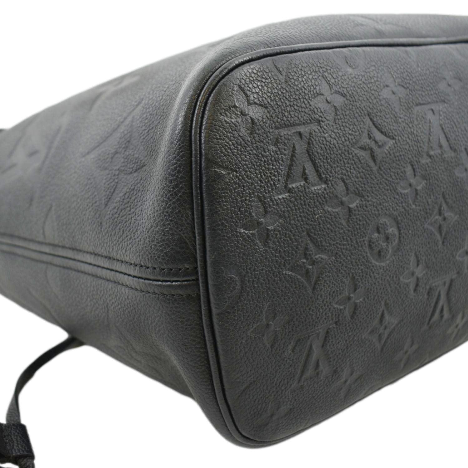 LOUIS VUITTON Neverfull MM Empreinte Leather Tote Shoulder Bag Black