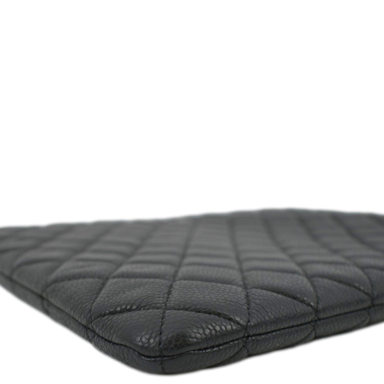 CHANEL Classic O-Case Caviar Leather Zip Pouch Black