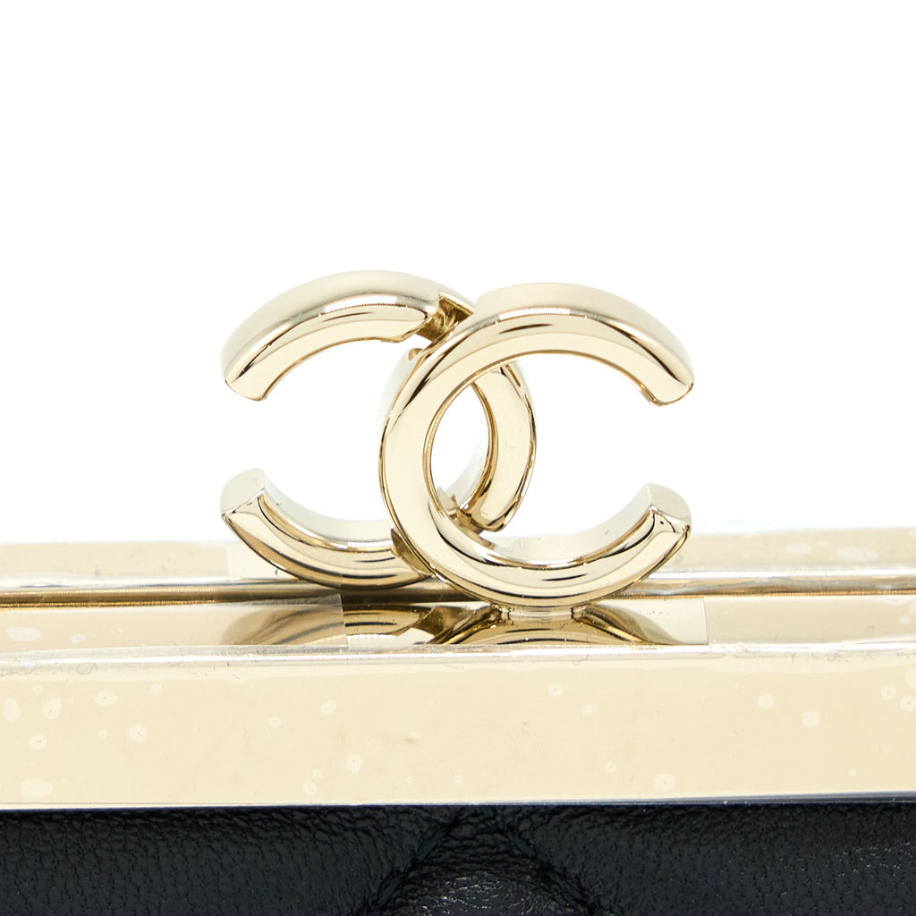 Chanel Mini Clip With Chain Lambskin Black L