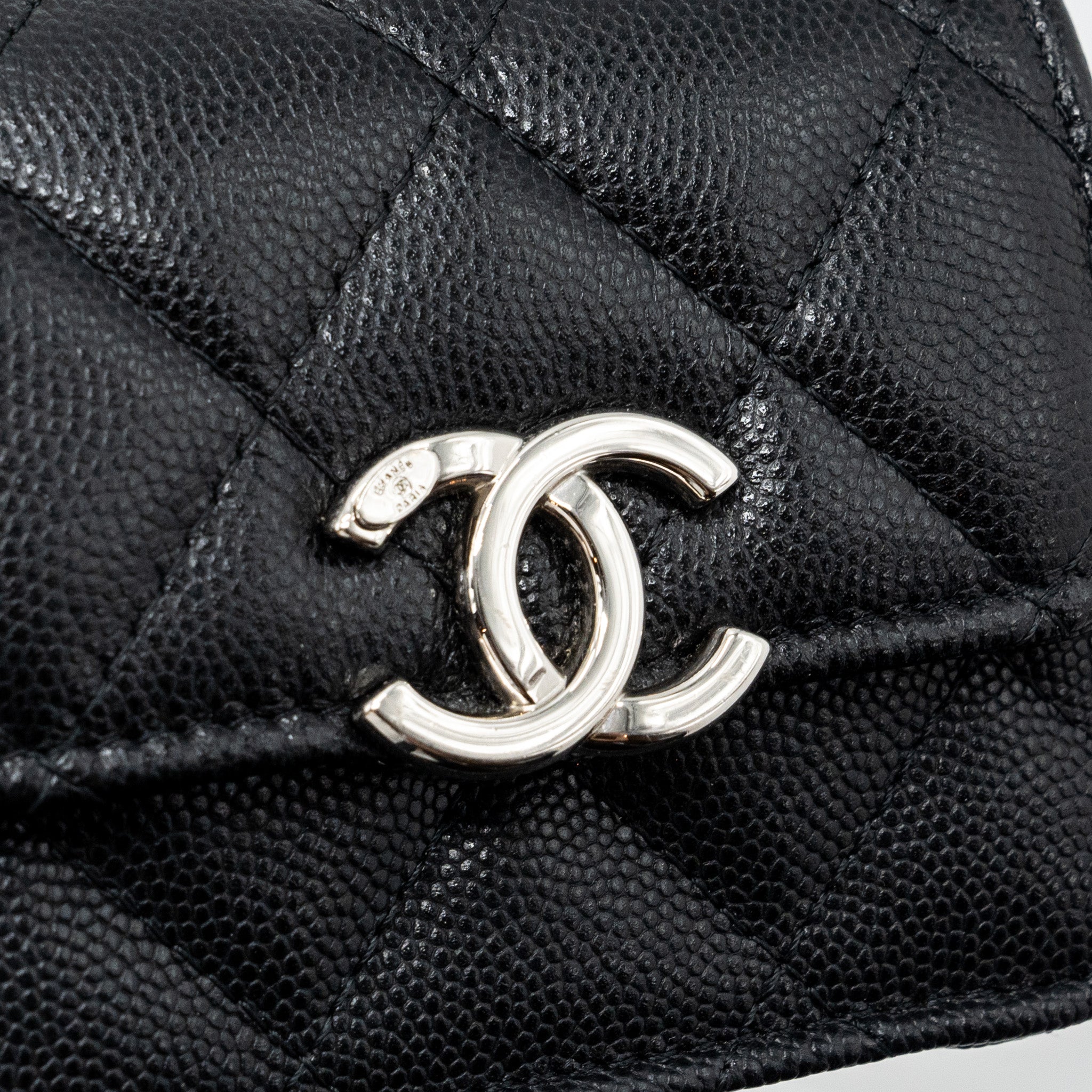 CHANEL MINI FLAP BAG WITH Coco Enamel CHAIN CAVIAR BLACK