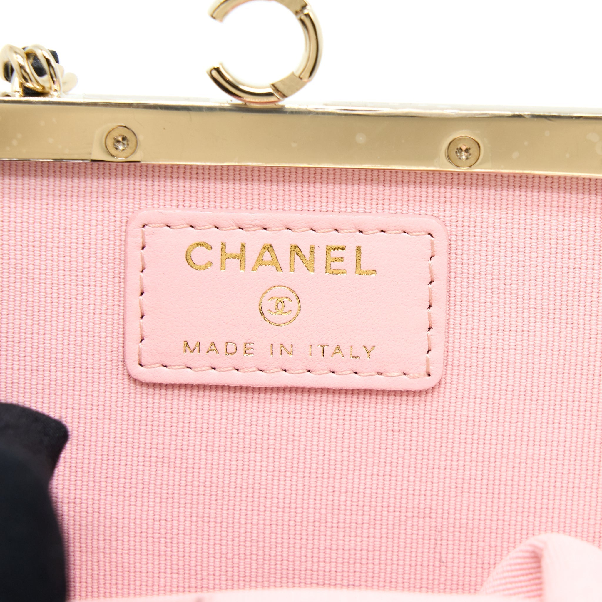 Chanel Mini Clip With Chain Lambskin Black L