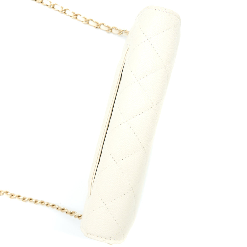 Chanel Classic Wallet On Chain Caviar White L (Microchip)