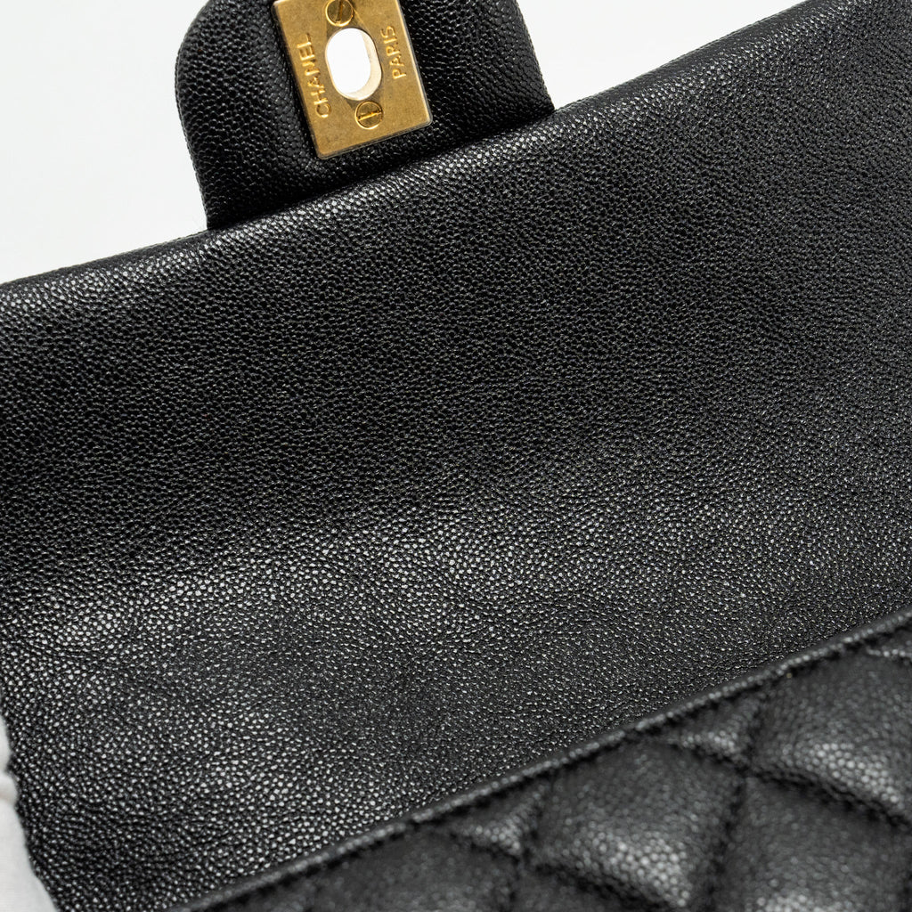 Chanel Top Handle Mini Rectangular Flap Bag Caviar Black