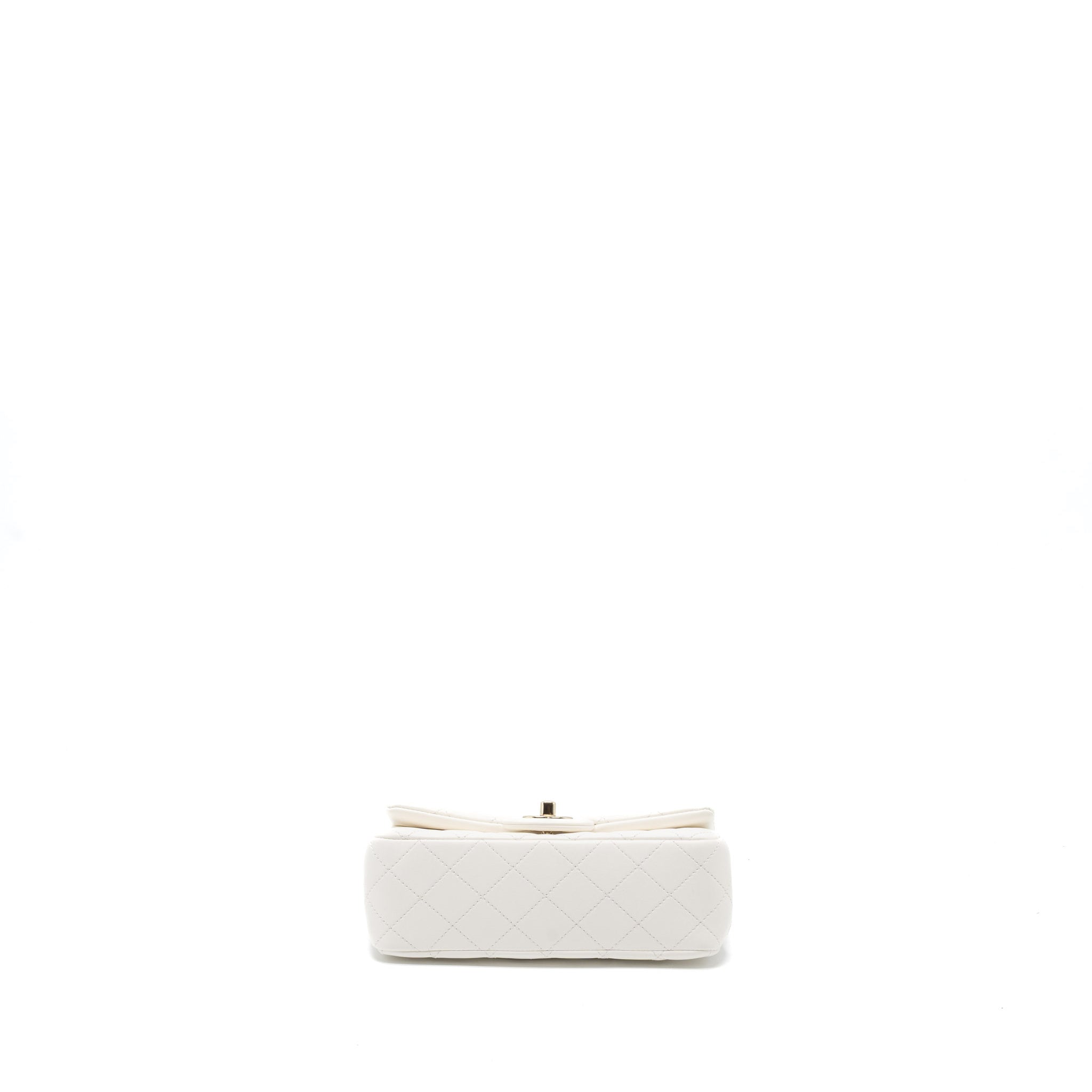 Chanel 23C Pearl Crush Mini Rectangular Flap Bag Lambskin White L (Microchip)