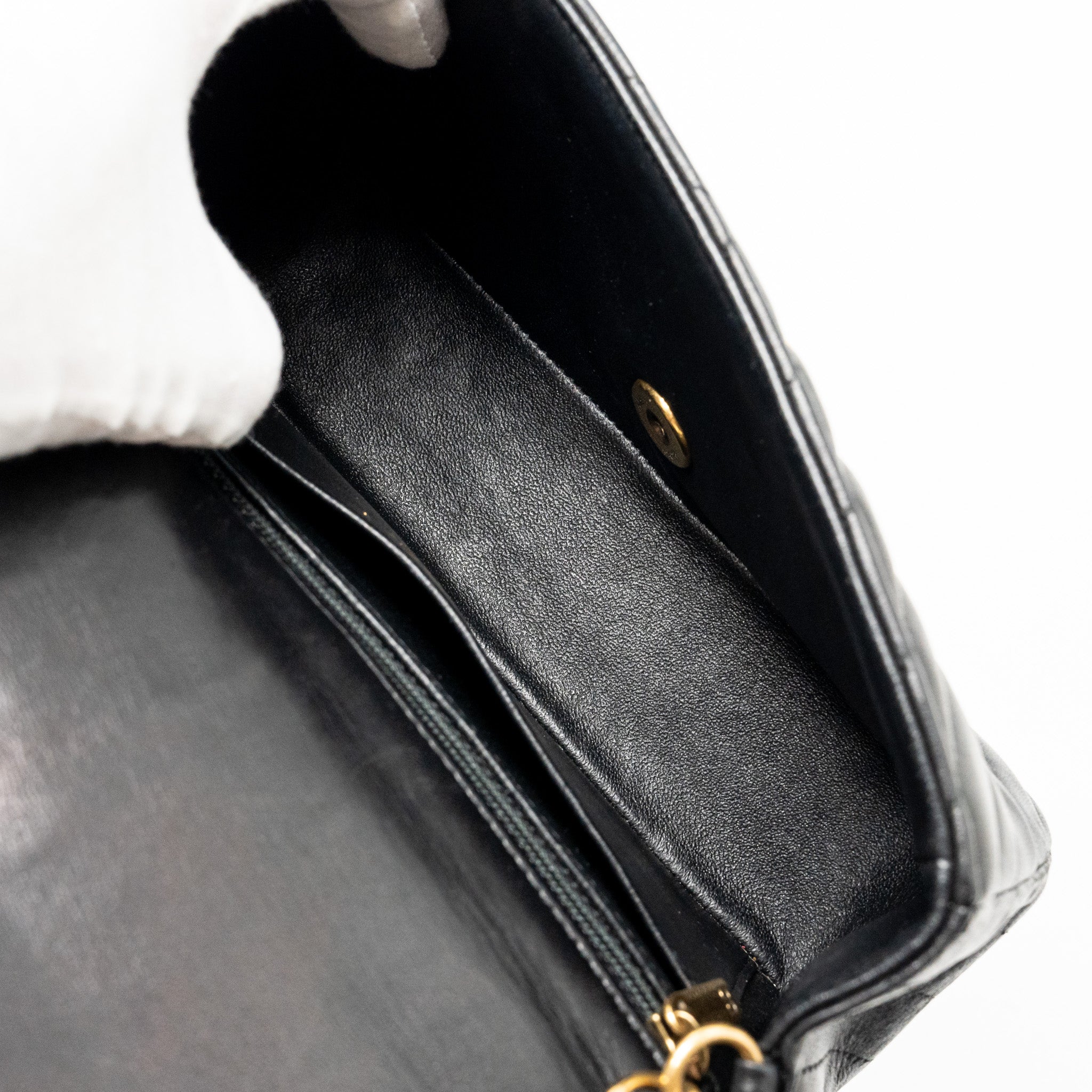 Chanel Mini Rectangular Flap Bag Chevron Lambskin Black