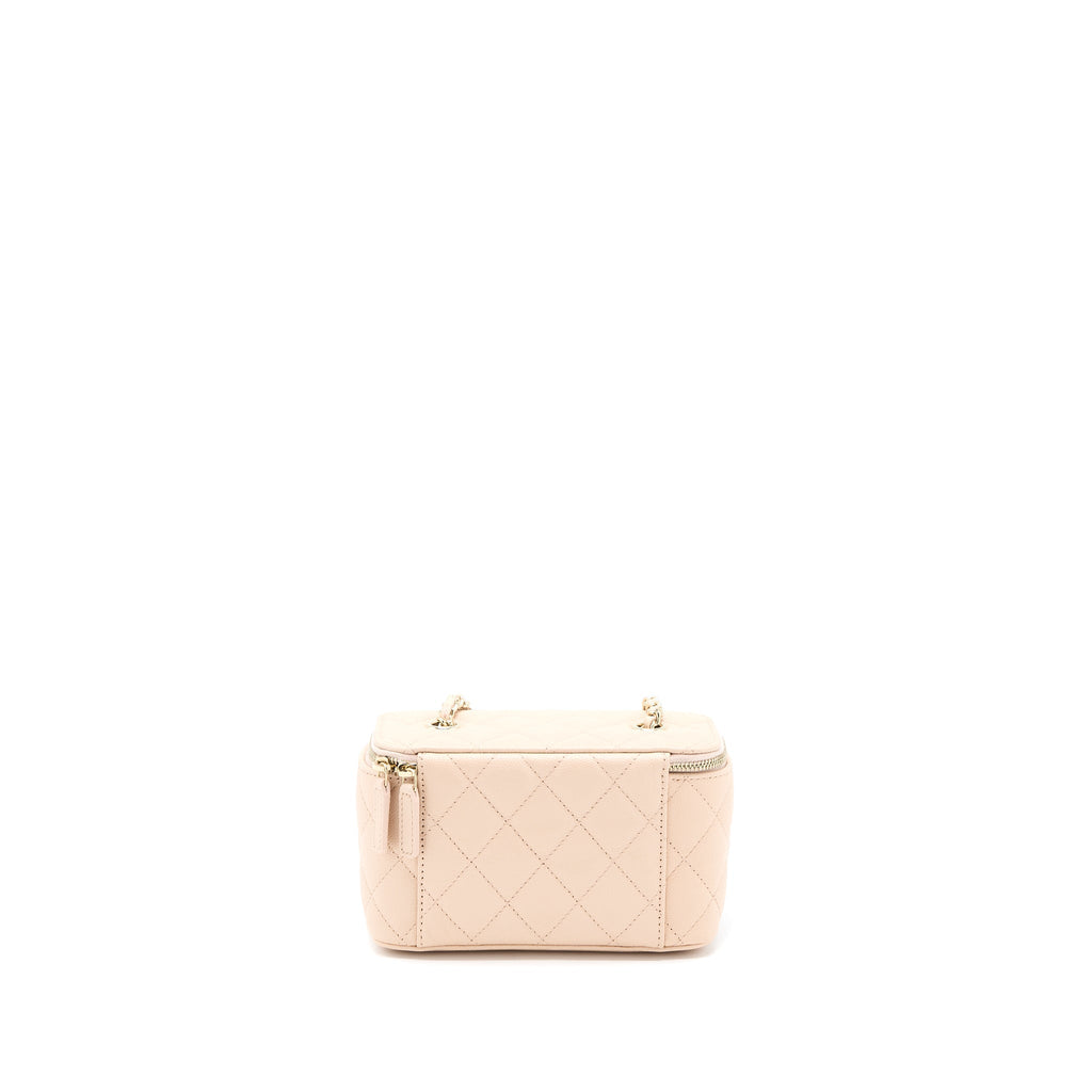 Chanel Long Vanity With Chain Caviar Beige L