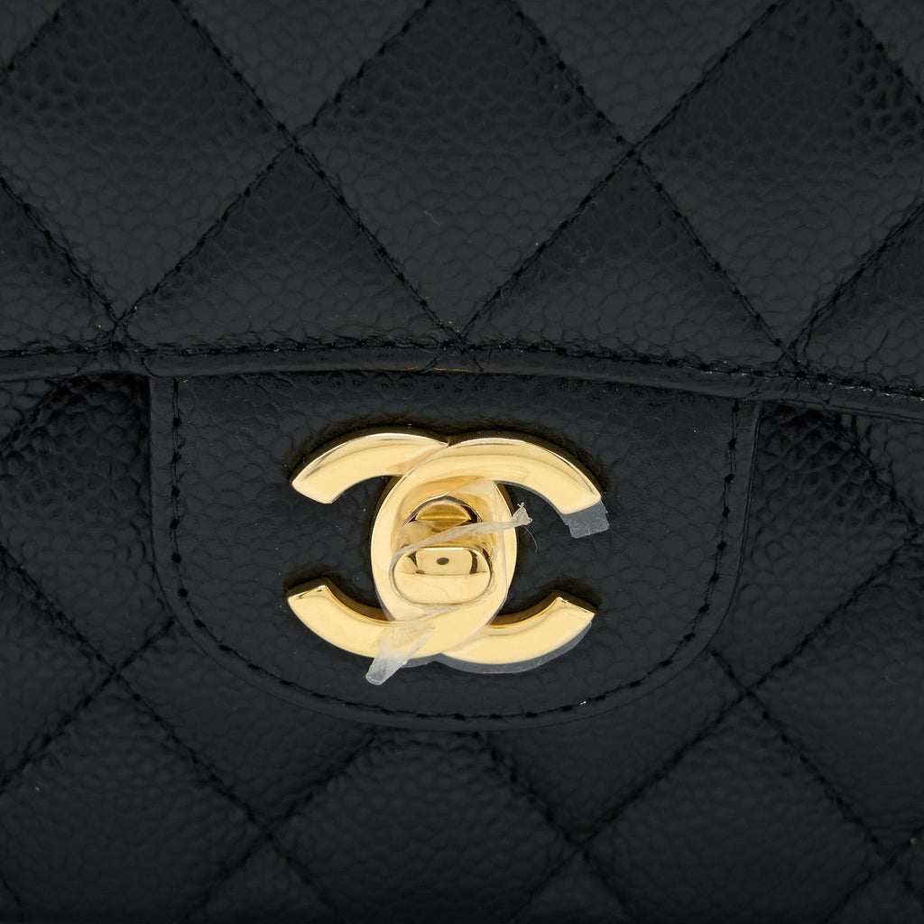 Chanel Small Classic Double Flap Bag Caviar Black  (Microchip)
