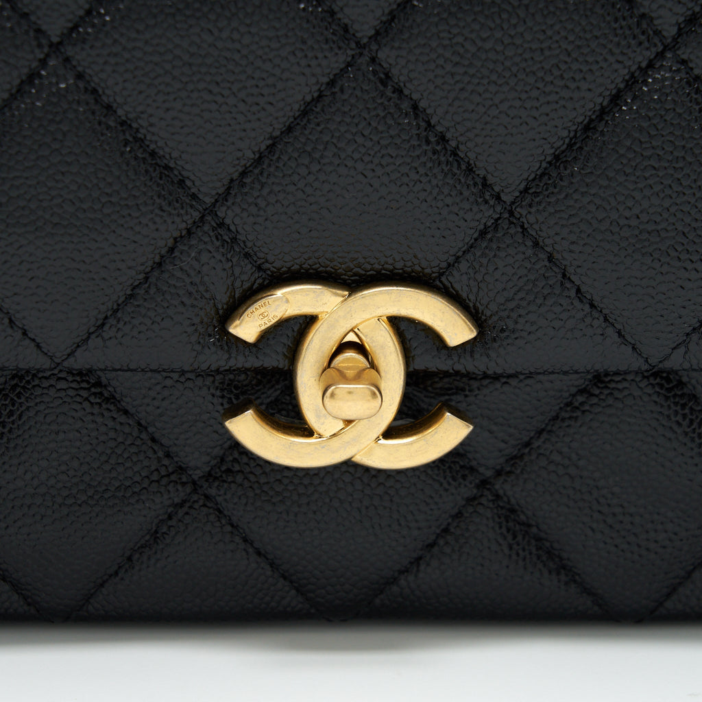 Chanel 22P Medium Melody Bag Grained Calfskin Black