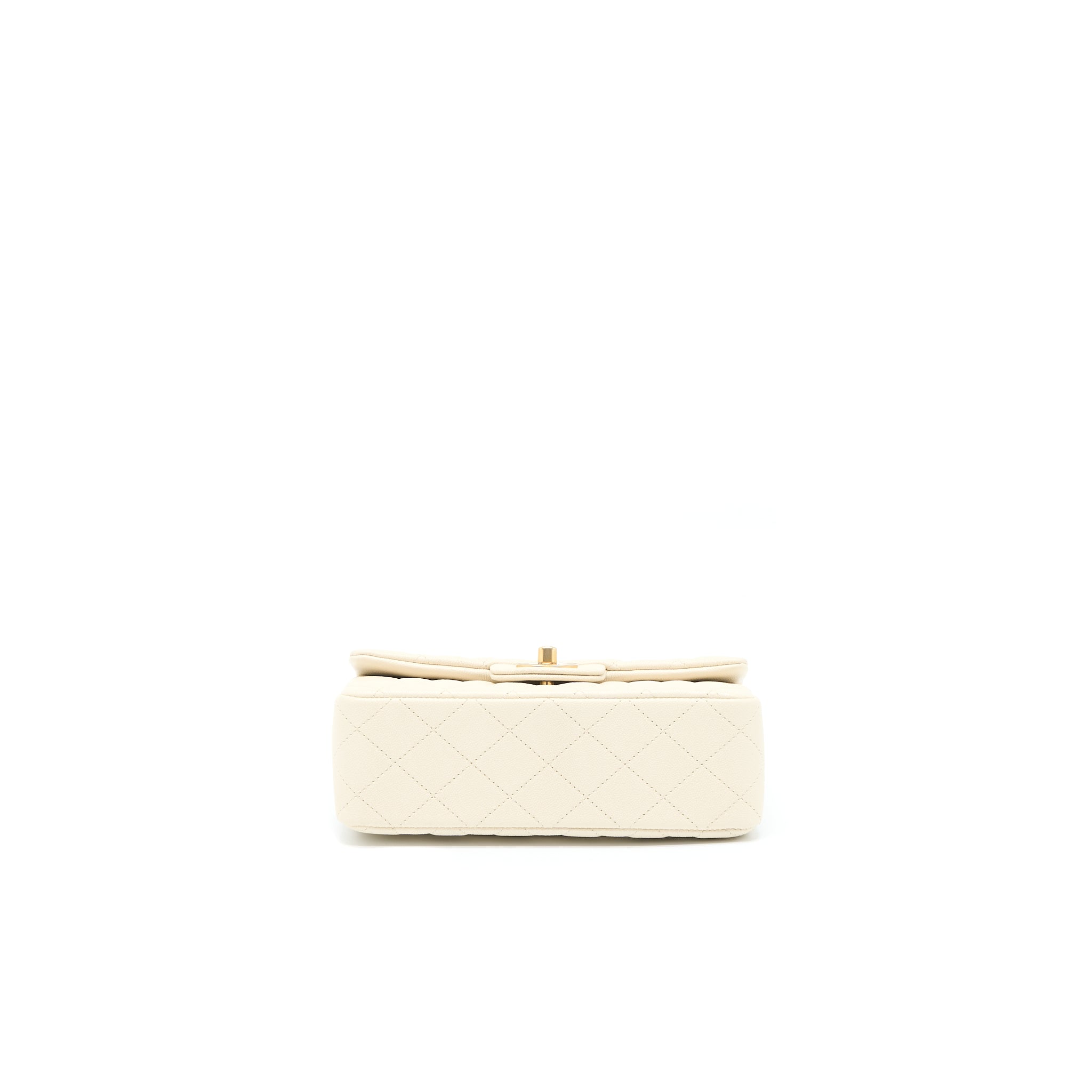 Chanel Top Handle Mini Rectangular Grained Calfskin Light Beige Brushed