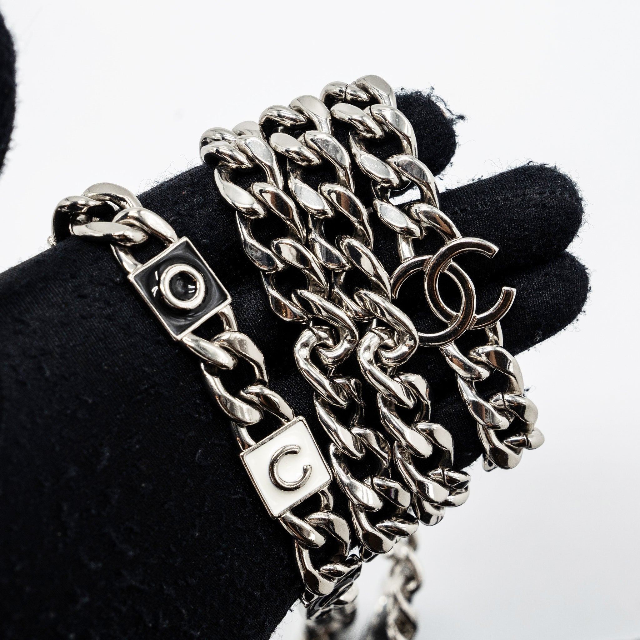 CHANEL MINI FLAP BAG WITH Coco Enamel CHAIN CAVIAR BLACK