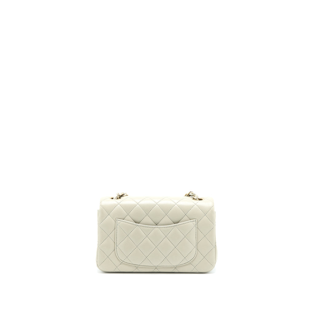Chanel Mini Rectangular Flap Bag Lambskin Light Grey L (Microchip)