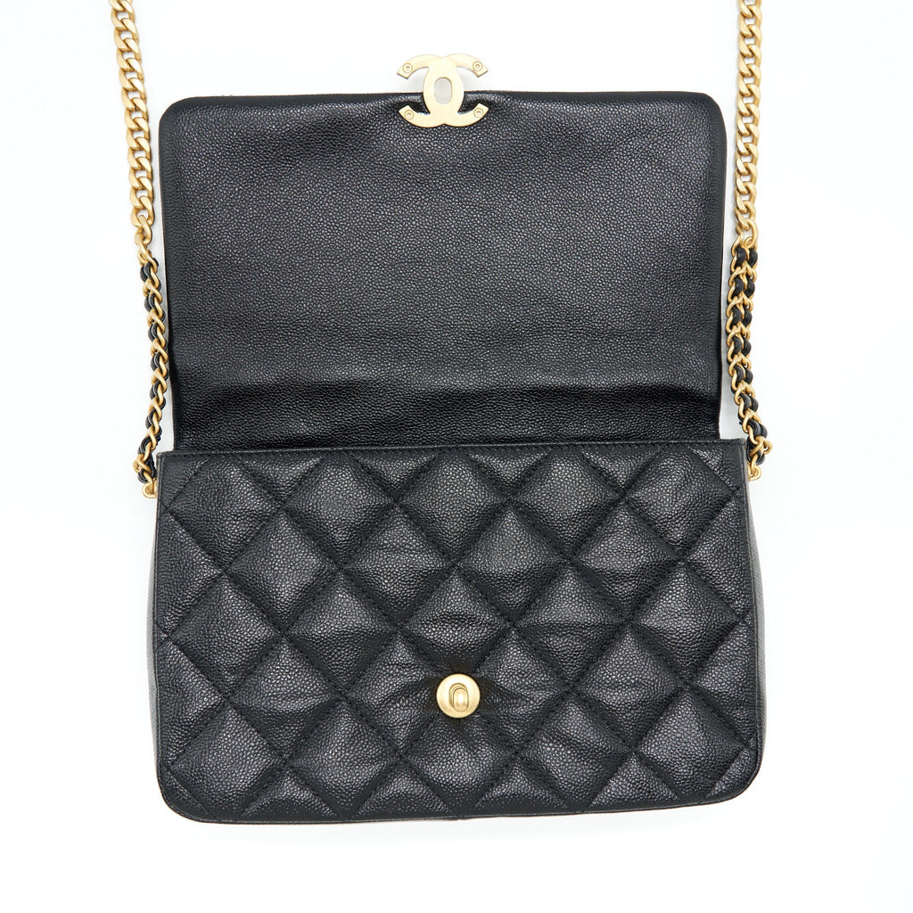 Chanel 22P Medium Melody Bag Grained Calfskin Black