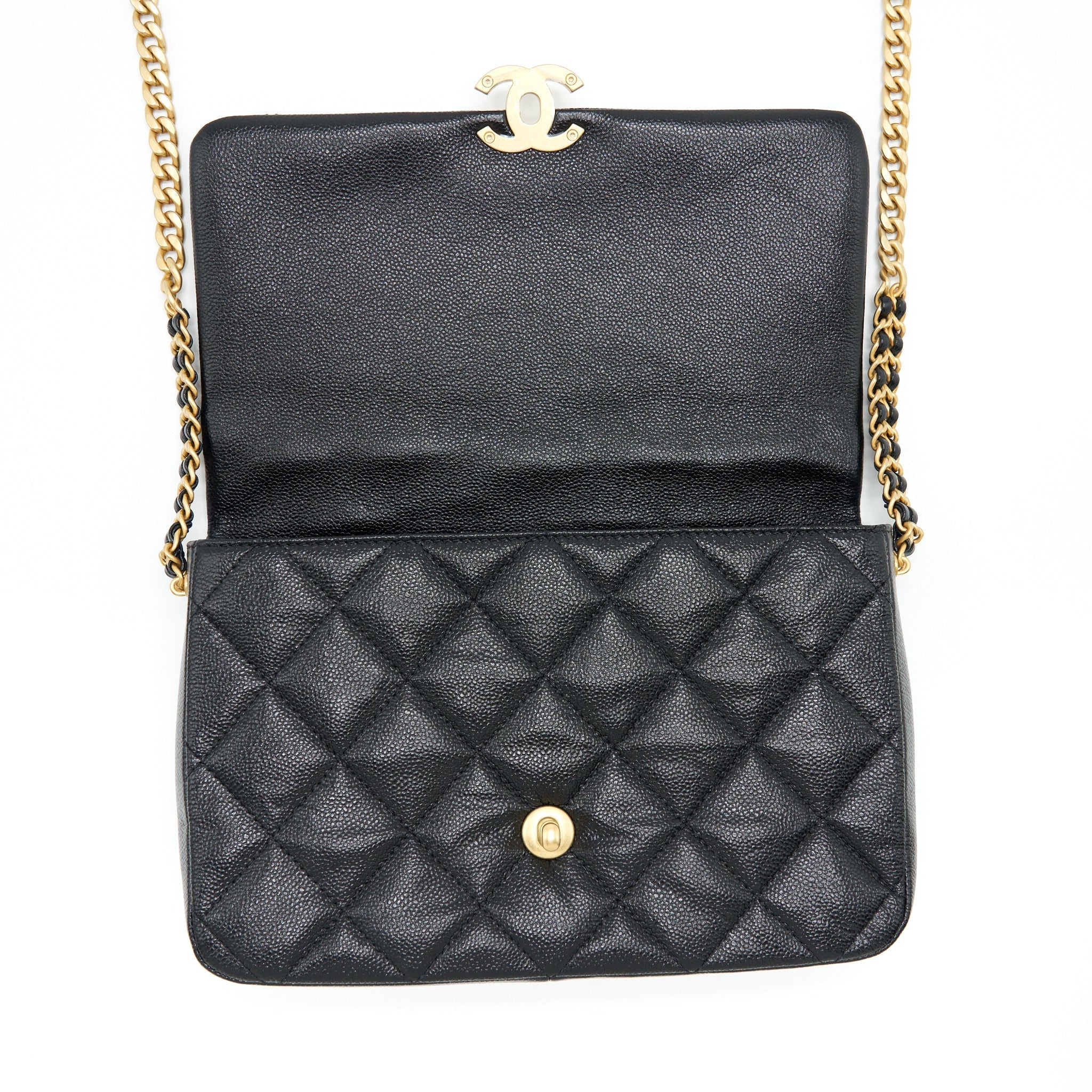 Chanel 22P Medium Melody Bag Grained Calfskin Black