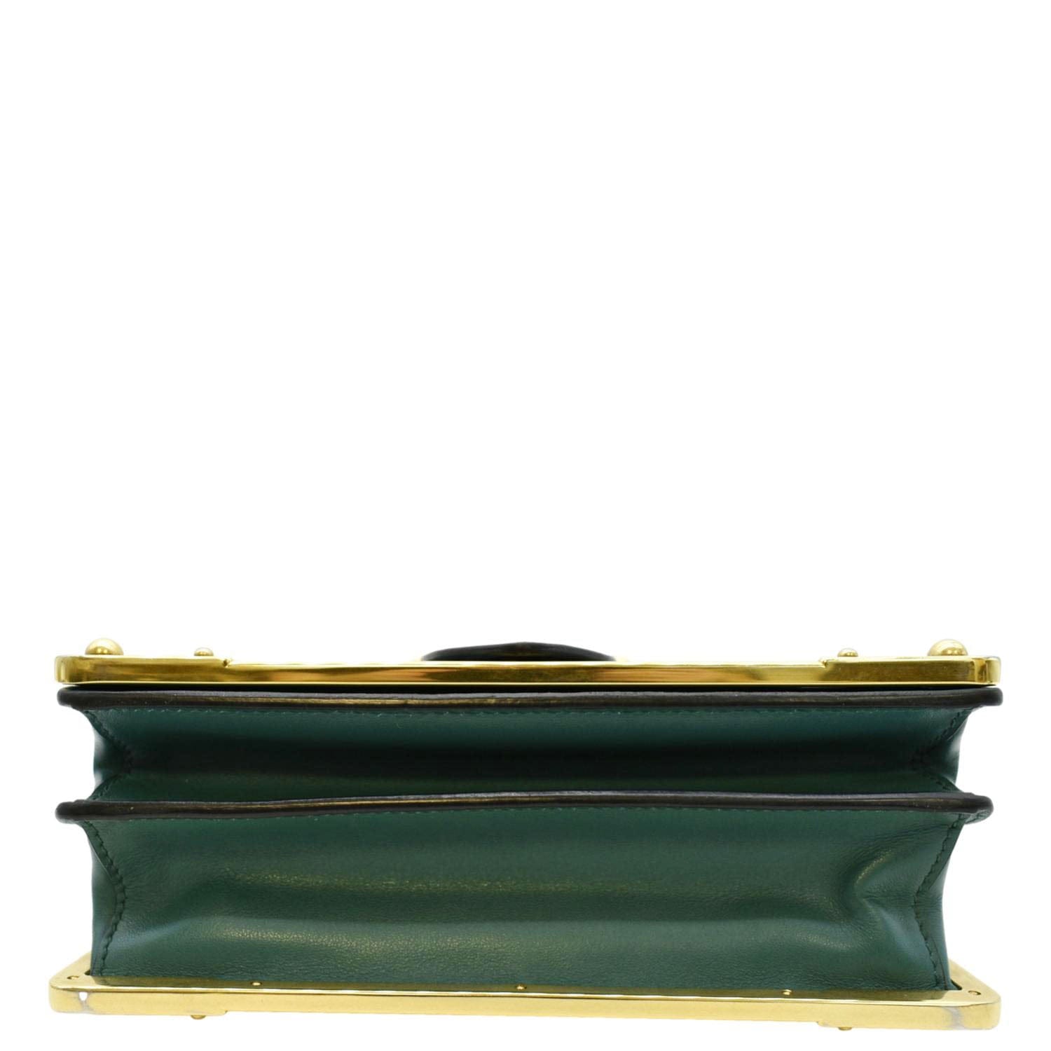 PRADA Cahier Swarovski Crystals Leather Shoulder Bag Green
